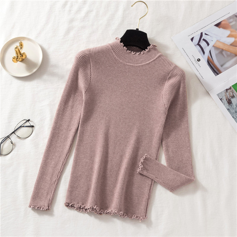 Basic Frilly Mock Neck Sweater