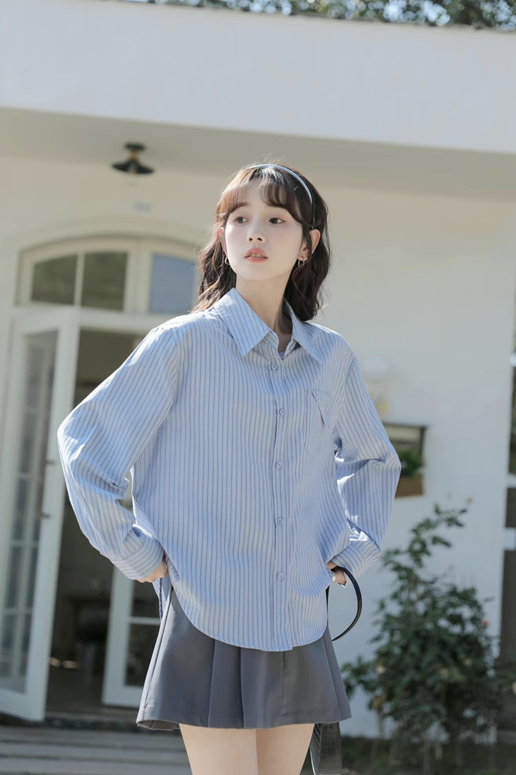 Boyfriend Stripe Button Up Shirt