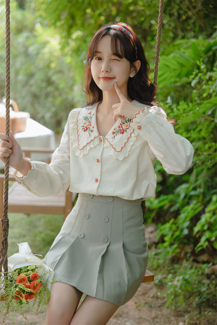 Floral Blooms Embroidered Blouse