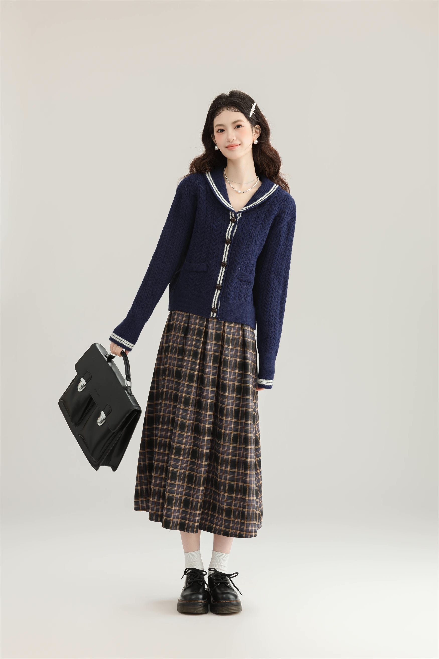 Autumnal Plaid Midi Skirt