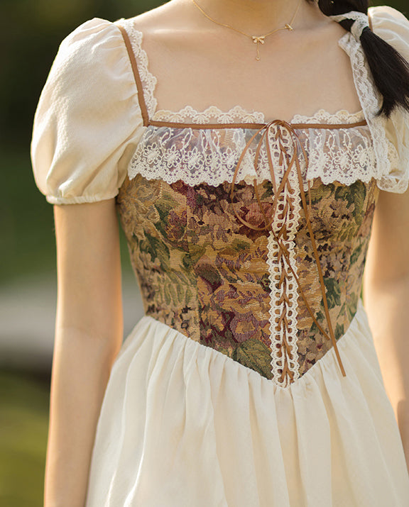 Rustic Floral Countryside Midi Dress