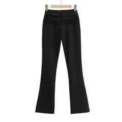 Buckle Belted Flare Leg Pants
