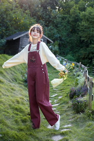Overall mit Wildblumenstickerei