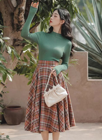 Maple – Karierter Midi-Tellerrock