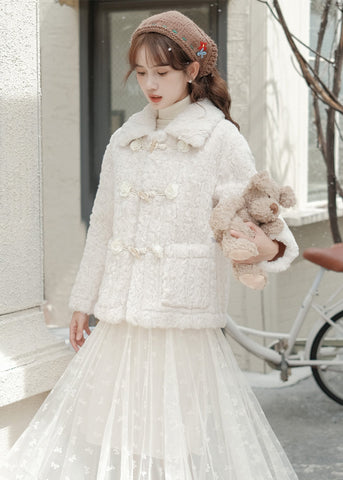 Abrigo de piel con botones Little Rose