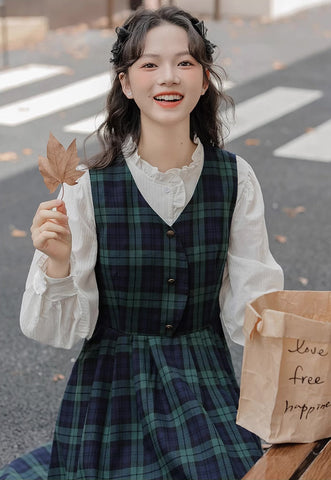 Cambridge Plaid Pinafore Dress