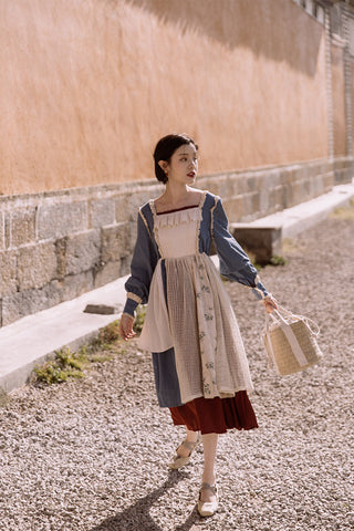 Vestido de doncella de patchwork