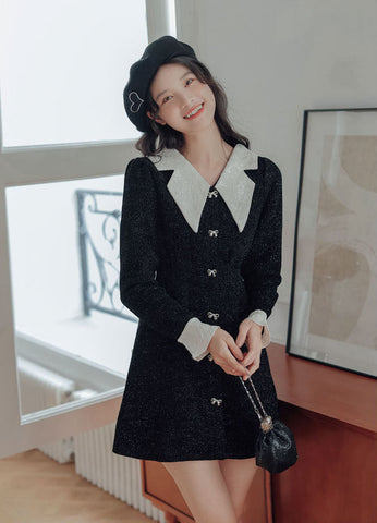 Sweet Bow Peter Pan Knit Dress