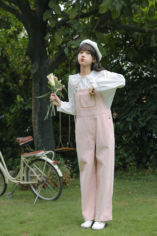 Denim-Overall mit Daisy Chain-Stickerei