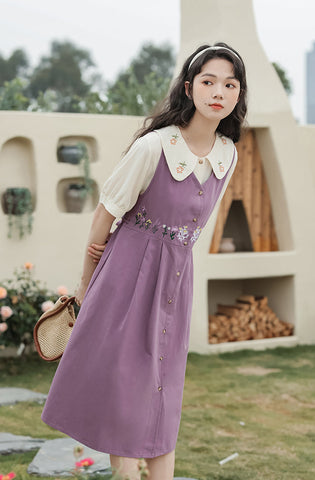 Wild Garden Button Pinafore Dress