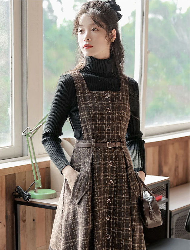 Vestido estilo pichi a cuadros con botones