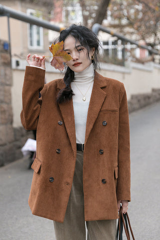 Corduroy Double Breasted Blazer Jacket