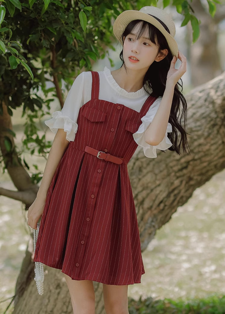 Vestido mini de rayas con botones