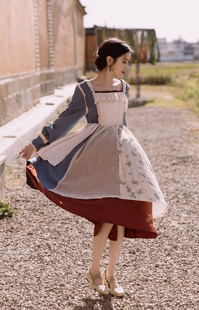 Vestido de doncella de patchwork