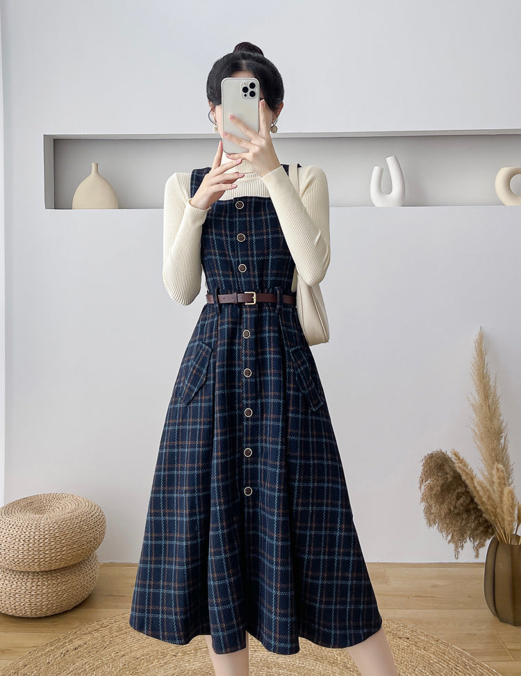 Vestido estilo pichi a cuadros con botones