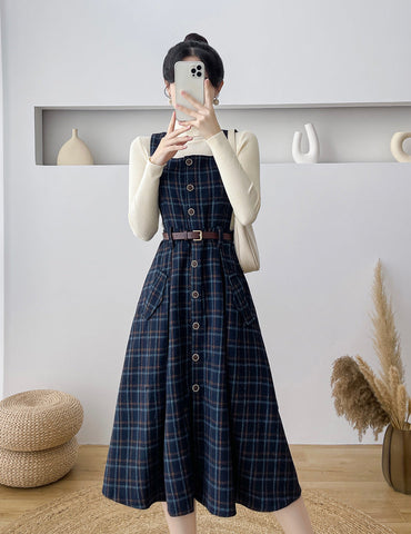 Vestido estilo pichi a cuadros con botones