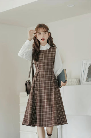 Cocoa Plaid Midi Dress