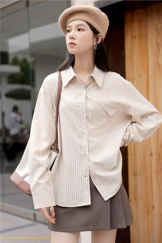 Boyfriend Stripe Button Up Shirt