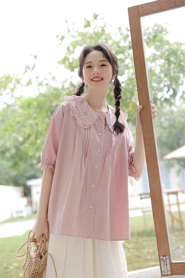 Bluse mit Broderie-Kragen