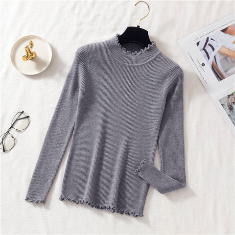 Basic Frilly Mock Neck Sweater