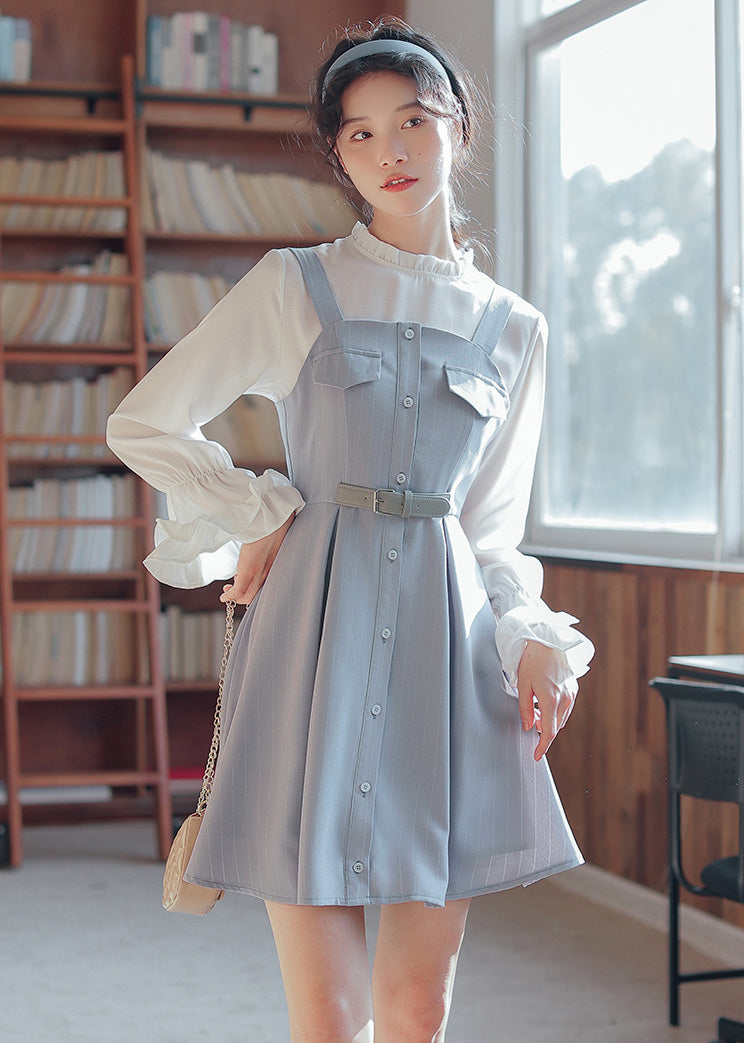 Vestido mini de rayas con botones