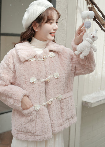 Abrigo de piel con botones Little Rose