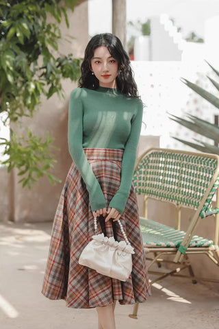 Maple – Karierter Midi-Tellerrock