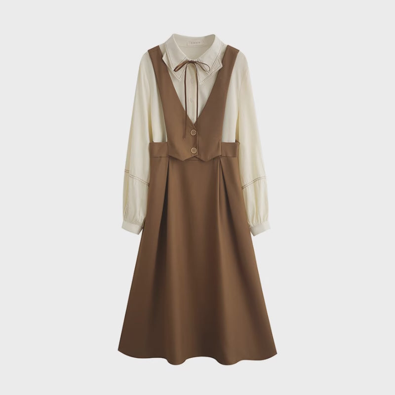 Basic Woven Vest Pinafore Dress / Blouse