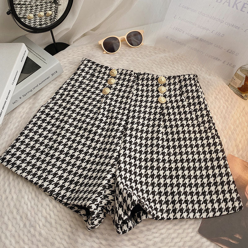 Houndstooth Tweed Shorts