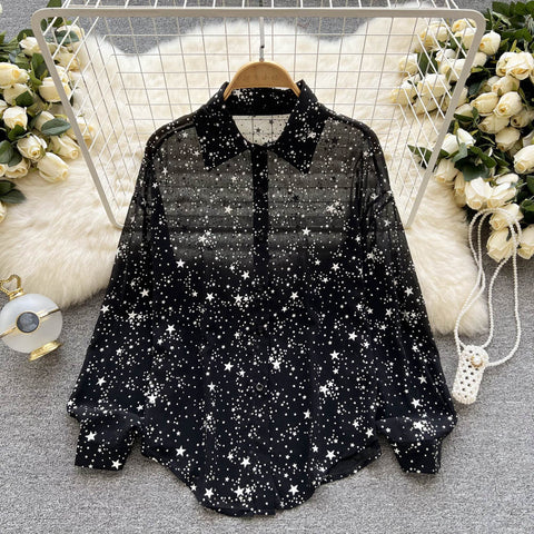 Sheer Starry Button Up Shirt