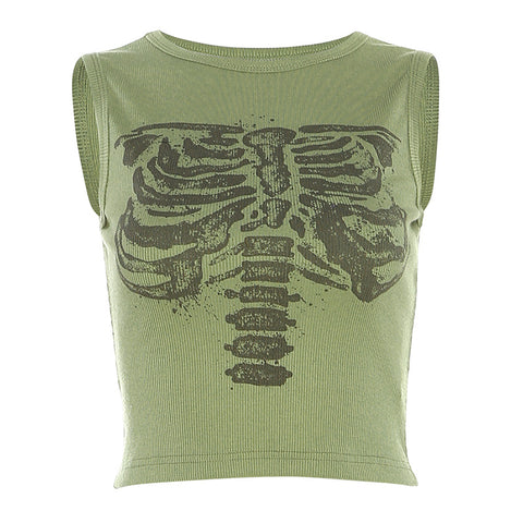 Kurzes Tanktop mit Skelettknochen-Print