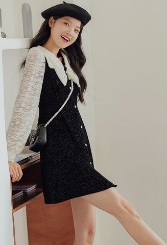 Lace Bow Sweater Dress