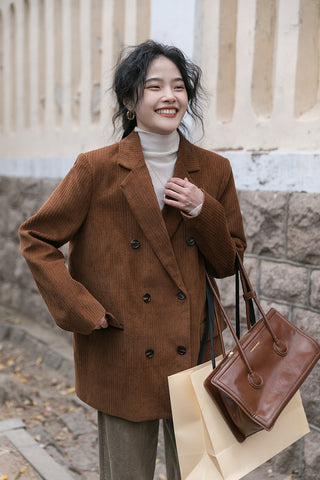 Corduroy Double Breasted Blazer Jacket