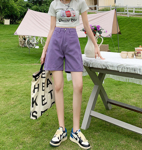 Rainbow Denim Bermuda Shorts