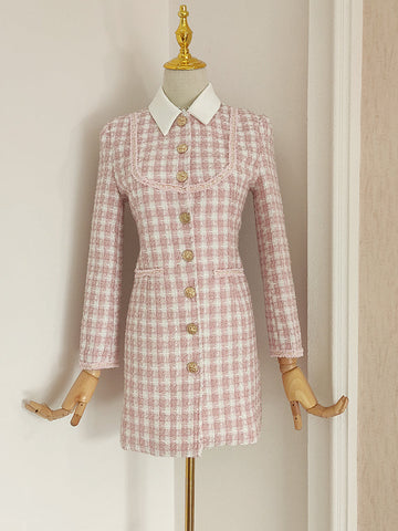 Preppy Tweed Button Up Dress