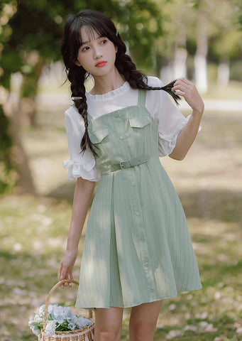 Vestido mini de rayas con botones