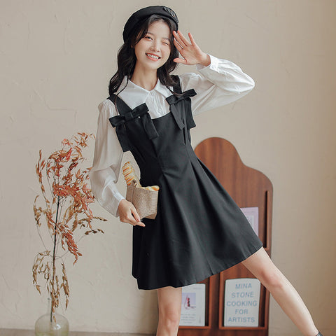 Little Bow Mini Pinafore Dress Set