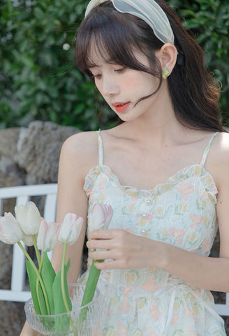 Vestido camisola con estampado de jardín de acuarela