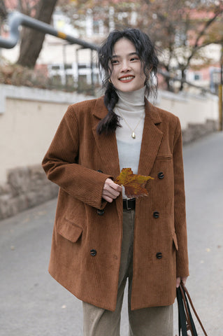 Corduroy Double Breasted Blazer Jacket