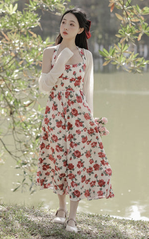 Retro Rose Midi Dress