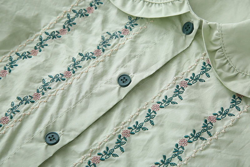 Flower Vines Embroidered Blouse