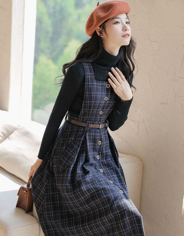 Vestido estilo pichi a cuadros con botones