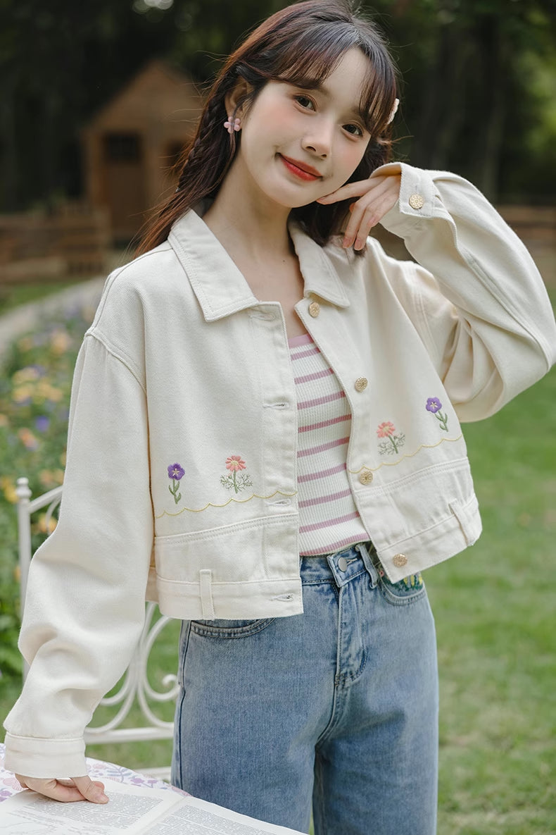 Personal Garden Embroidered Denim Jacket