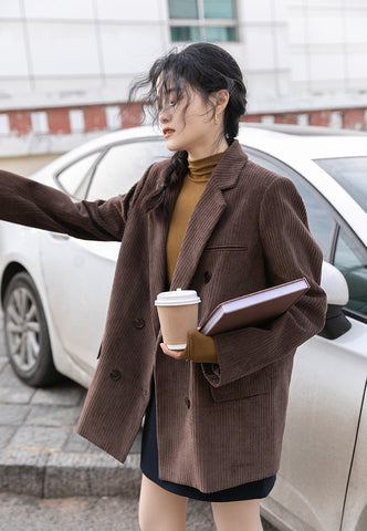 Corduroy Double Breasted Blazer Jacket