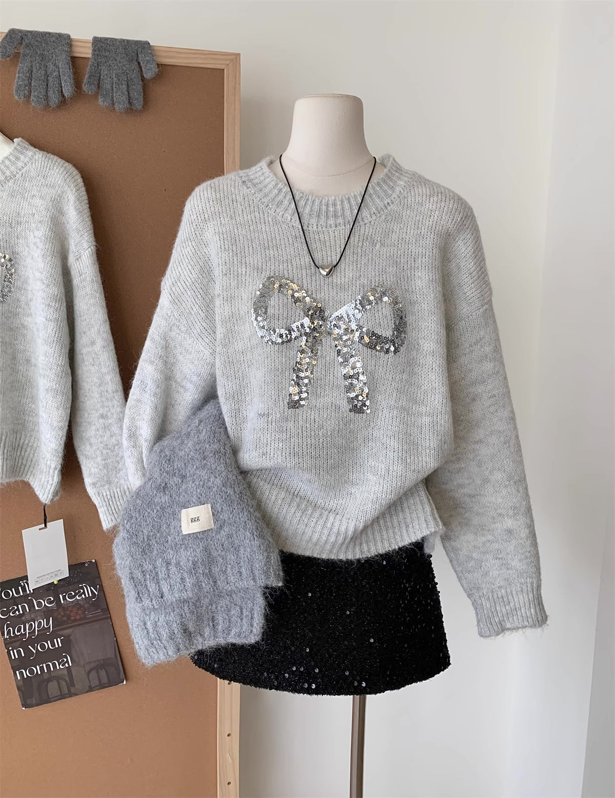 Sequin Bow Sweater