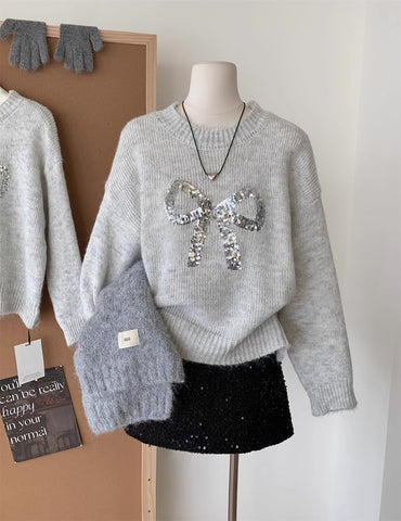 Sequin Bow Sweater