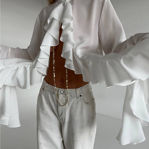 White Chiffon Blouse Elegant Spring Top