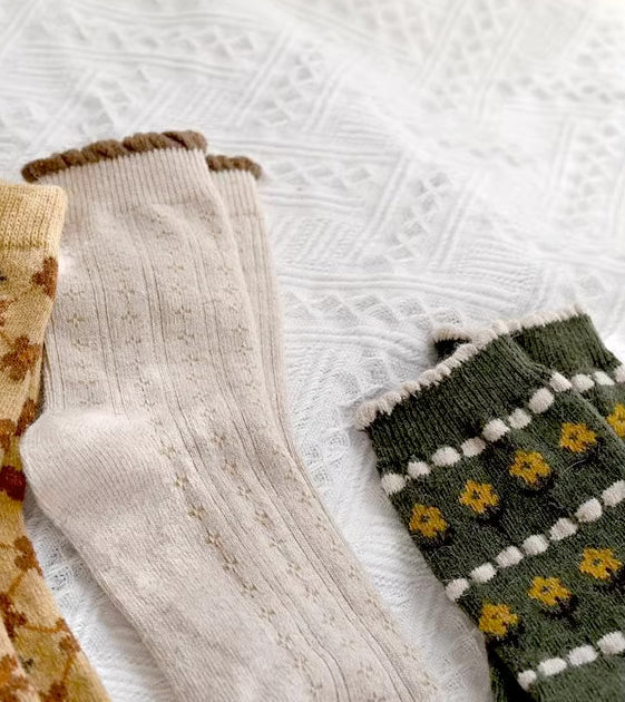 Rustic Daisy Wool Socks