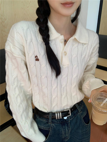 Suéter de punto trenzado Cherry Polo