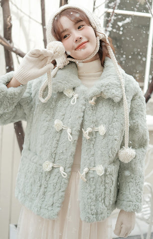 Abrigo de piel con botones Little Rose